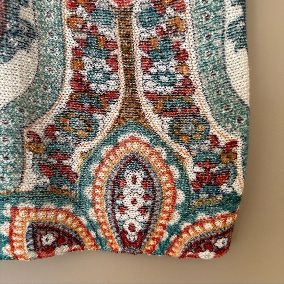 SOLD Chicos XL Paisley Sweater Cross Back Long Tunic Length Colorful 3/4 Sleeve - Picture 6 of 11